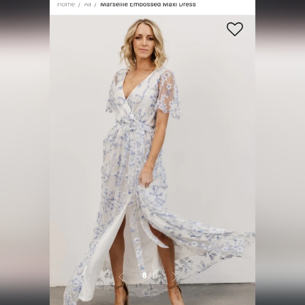 Baltic Born Marseille Embossed Maxi Dress | Blue Blossom
